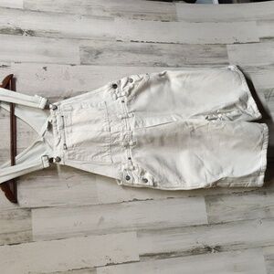 Vintage Excuses White Denim Bib Overall Shorts Women's Medium